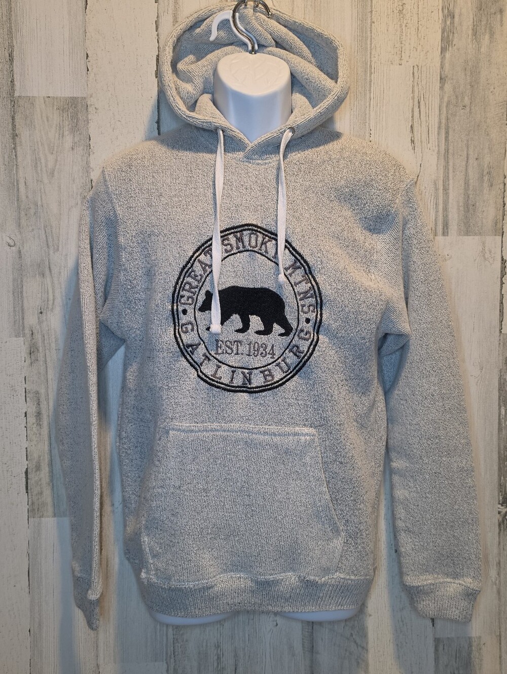 Isaac’s Designs Sports Great Smoky Mountains Bear Hoodie Mens M Gray Sherpa Soft